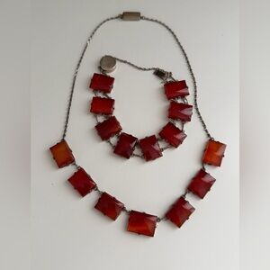 Vintage Sterling Silver and  Carnelian necklace and bracelet set